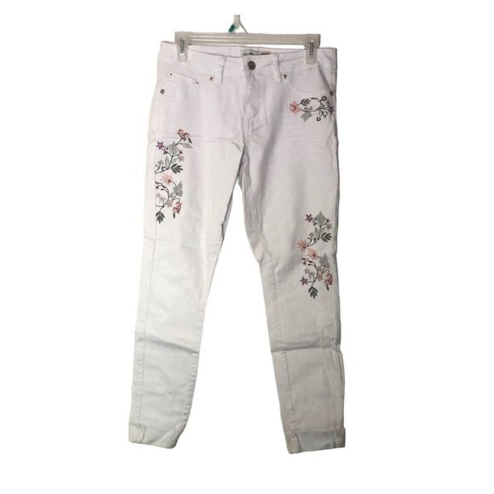 Royalty For Me Womens Mid-rise‎ White Floral Print Jeans Size 6 New with Tags